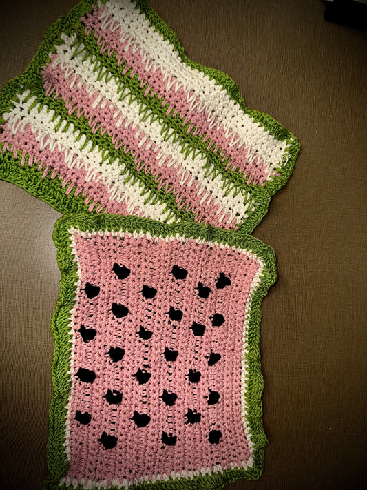 Watermelon crochet dish cloth